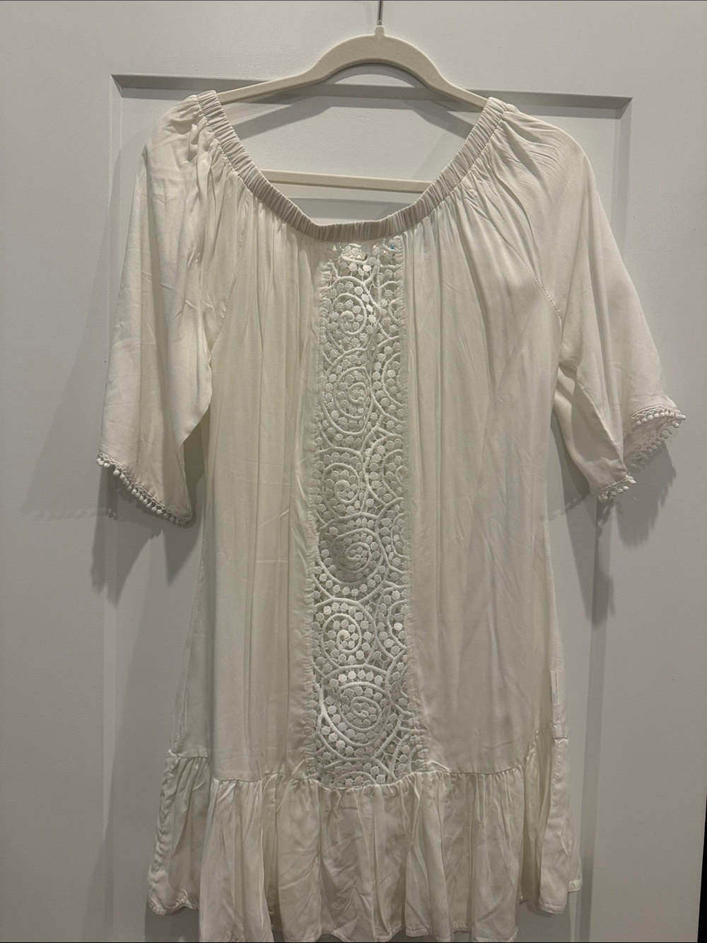 Cream Embroidered Boho Tunic Dress